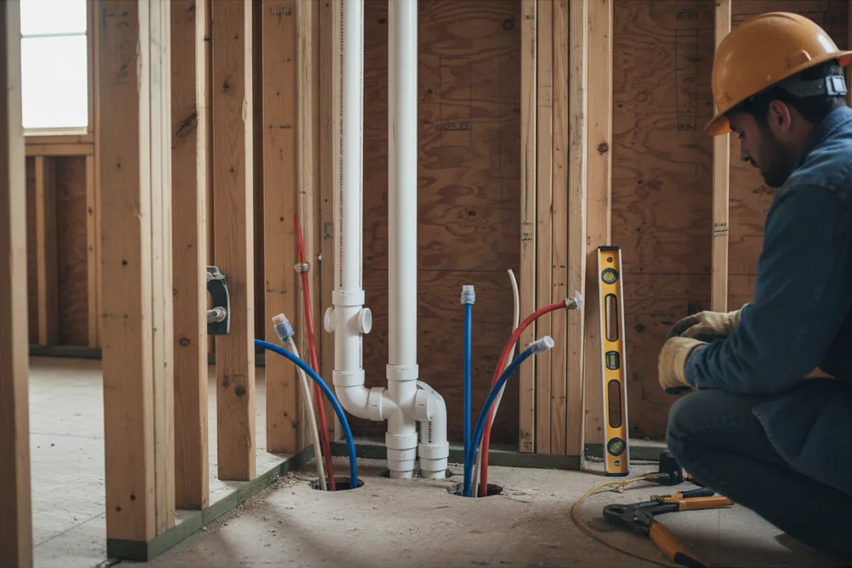 Drain and supply rough-in during Leak Detection in Lyons